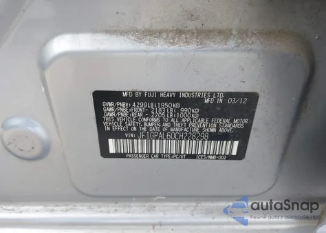 2012 Subaru Impreza 2.0I Sport Premium z USA, uszkodzony, nr VIN JF1GPAL60CH228298